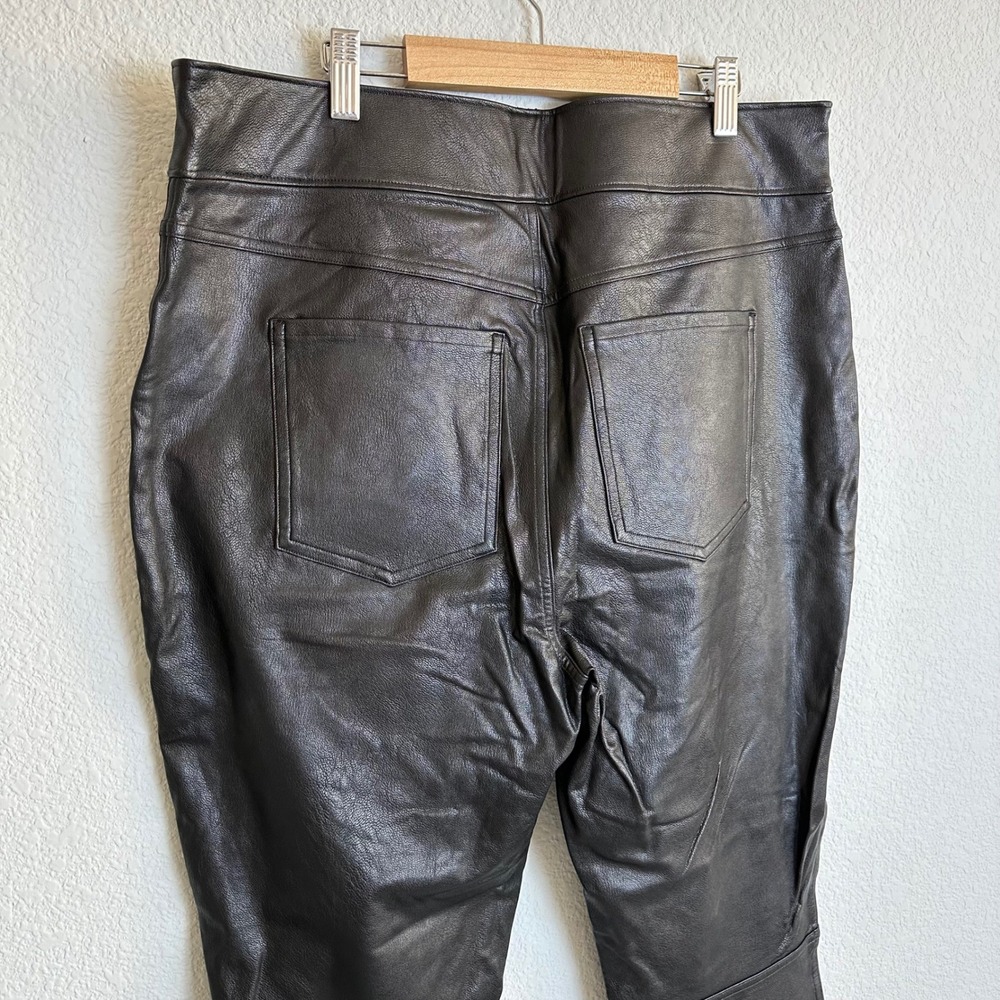 Spanx Luxe Black Leather Like Ankle Skinny Pants Legging 20475R Plus Size 1X New - Picture 6 of 8